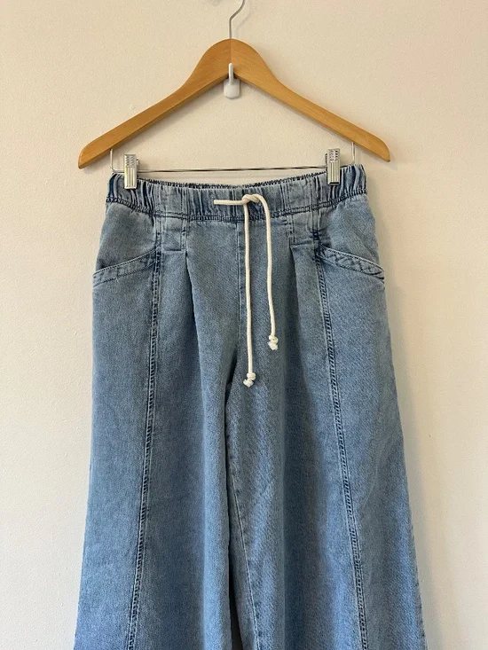 NWT Aerie Daydream Denim Stretch Pull On Trouser in Medium Indigo Wash | Small - Picture 4 of 11